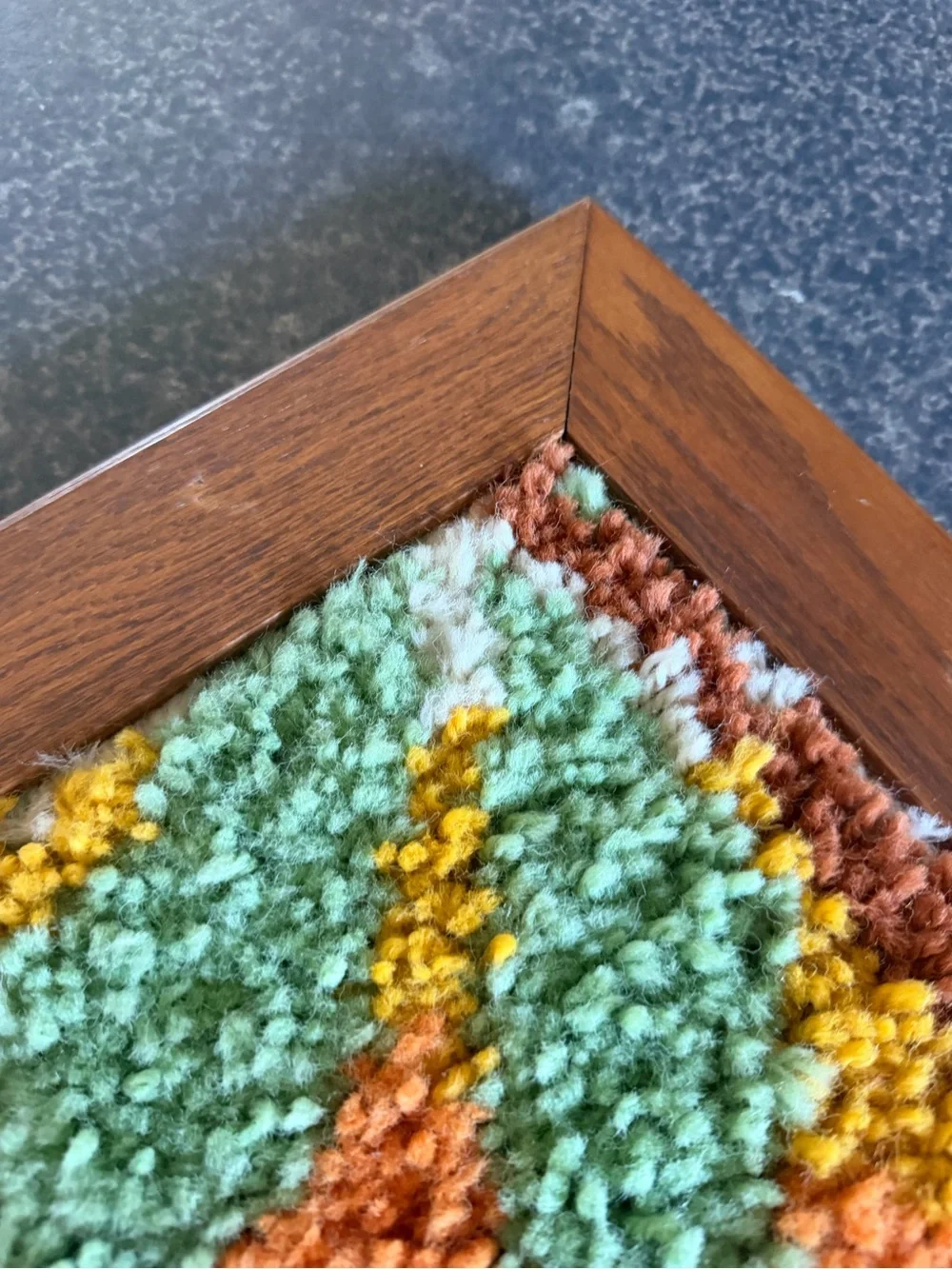 Vintage Yarn Latch Hook Wall Hanging Decor MCM Retro 1970's Boho Vibe Kitschy